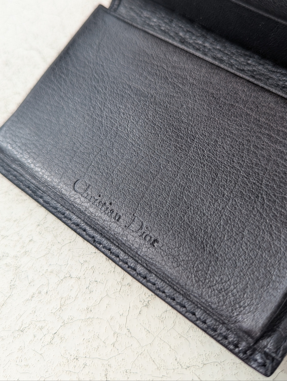 Christian Dior | Vintage Black Leather  Bi-fold Wallet Card Slots Low Profile - Picture 5 of 13